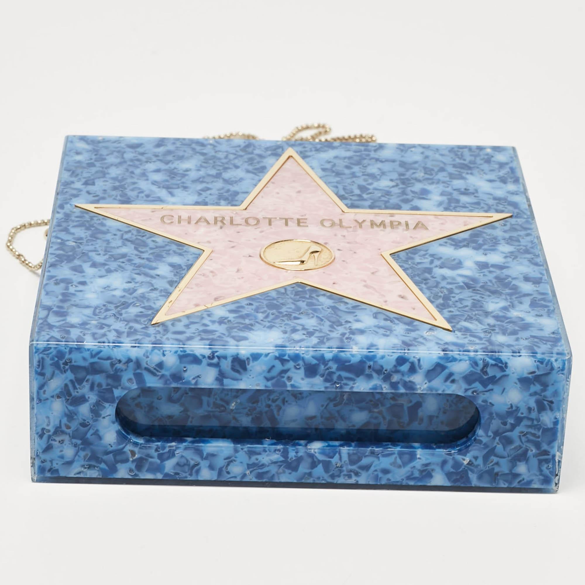Charlotte Olympia Blue/Pink Acrylic Walk of Fame Matchbox Chain Clutch 3