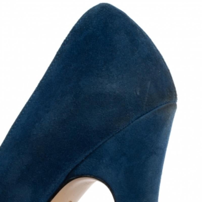 Charlotte Olympia Blue Suede Dolly Platform Pumps Size 38.5 For Sale 1