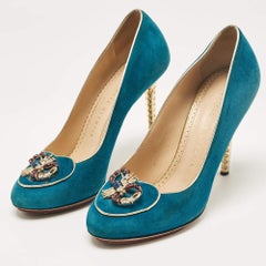 Charlotte Olympia Blue Suede Platform Pumps Size 36.5