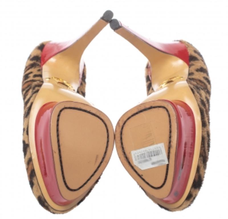 Charlotte Olympia Brown/Beige Calf Hair Platform Pumps Size 36 For Sale 3