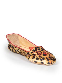 Charlotte Olympia Brown Leopard Print Kitty Flats Size IT 39