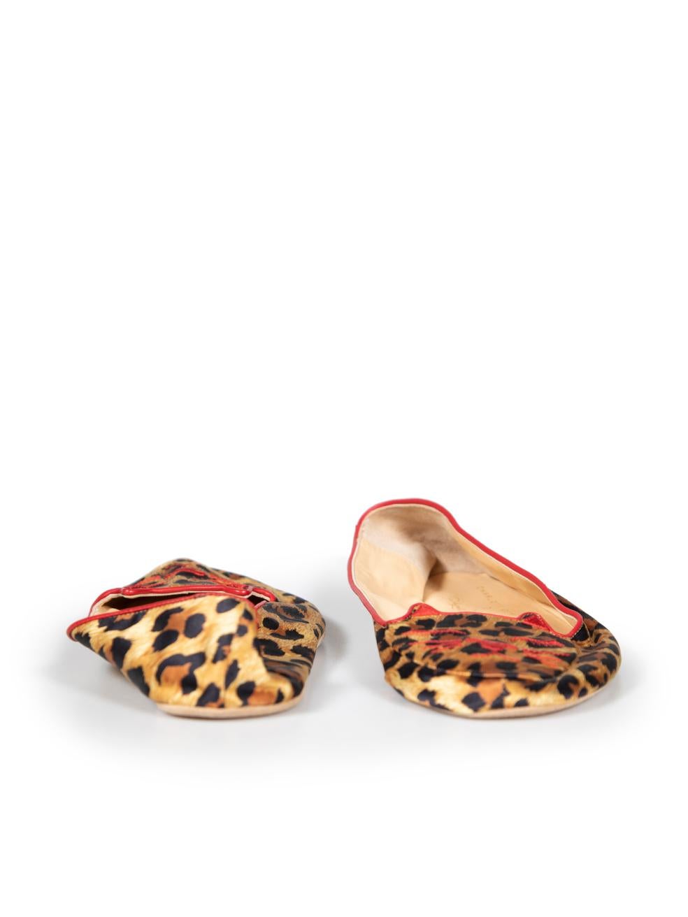 Charlotte Olympia Brown Leopard Print Kitty Flats Size IT 39 In New Condition For Sale In London, GB