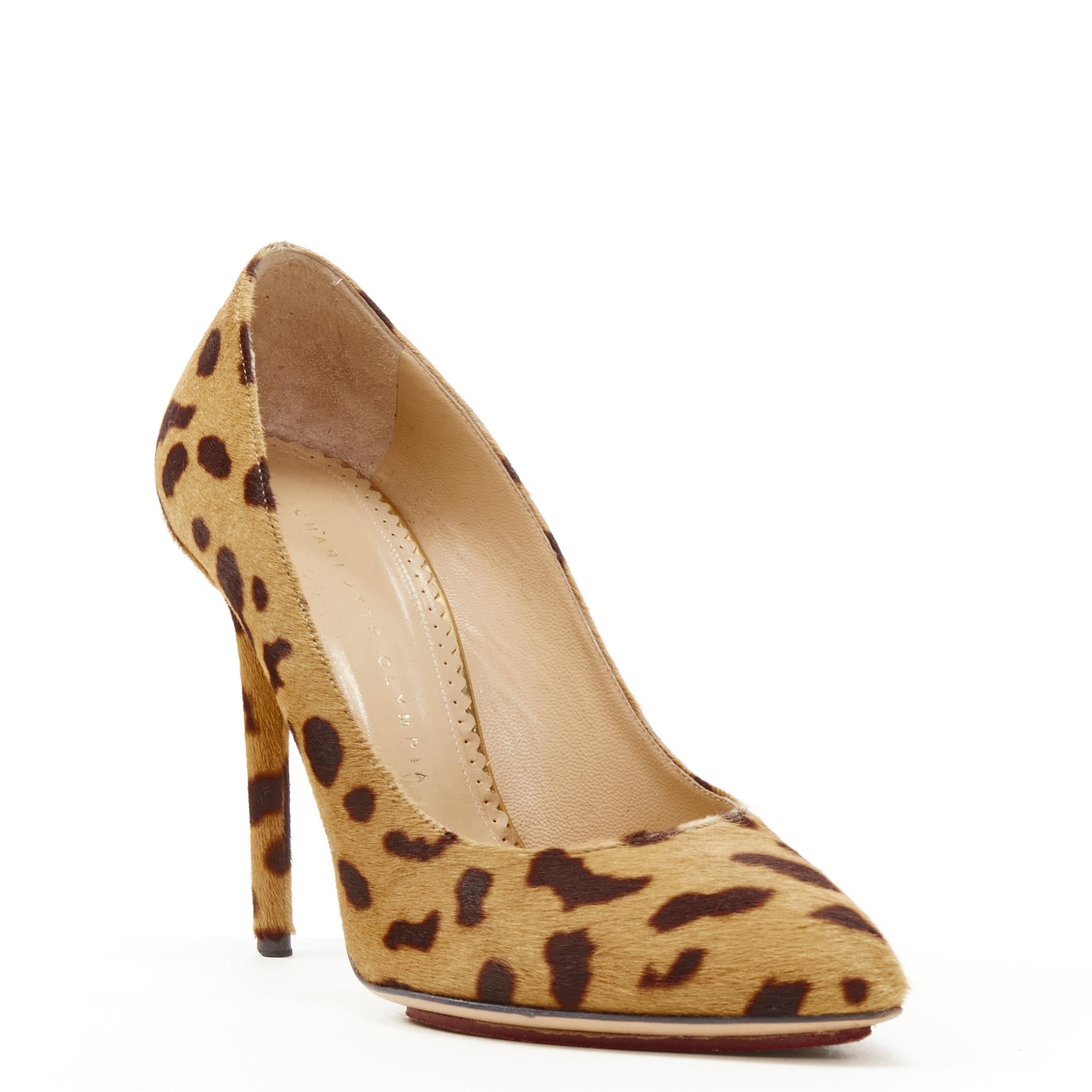 CHARLOTTE OLYMPIA brown leopard spot print calf hair pump EU38.5 
Reference: KEDG/A00140 
Brand: Charlotte Olympia 
Material: Calf hair 
Color: Brown 
Pattern: Leopard 
Made in: Italy 


CONDITION: 
Condition: Excellent, this item was pre-owned and