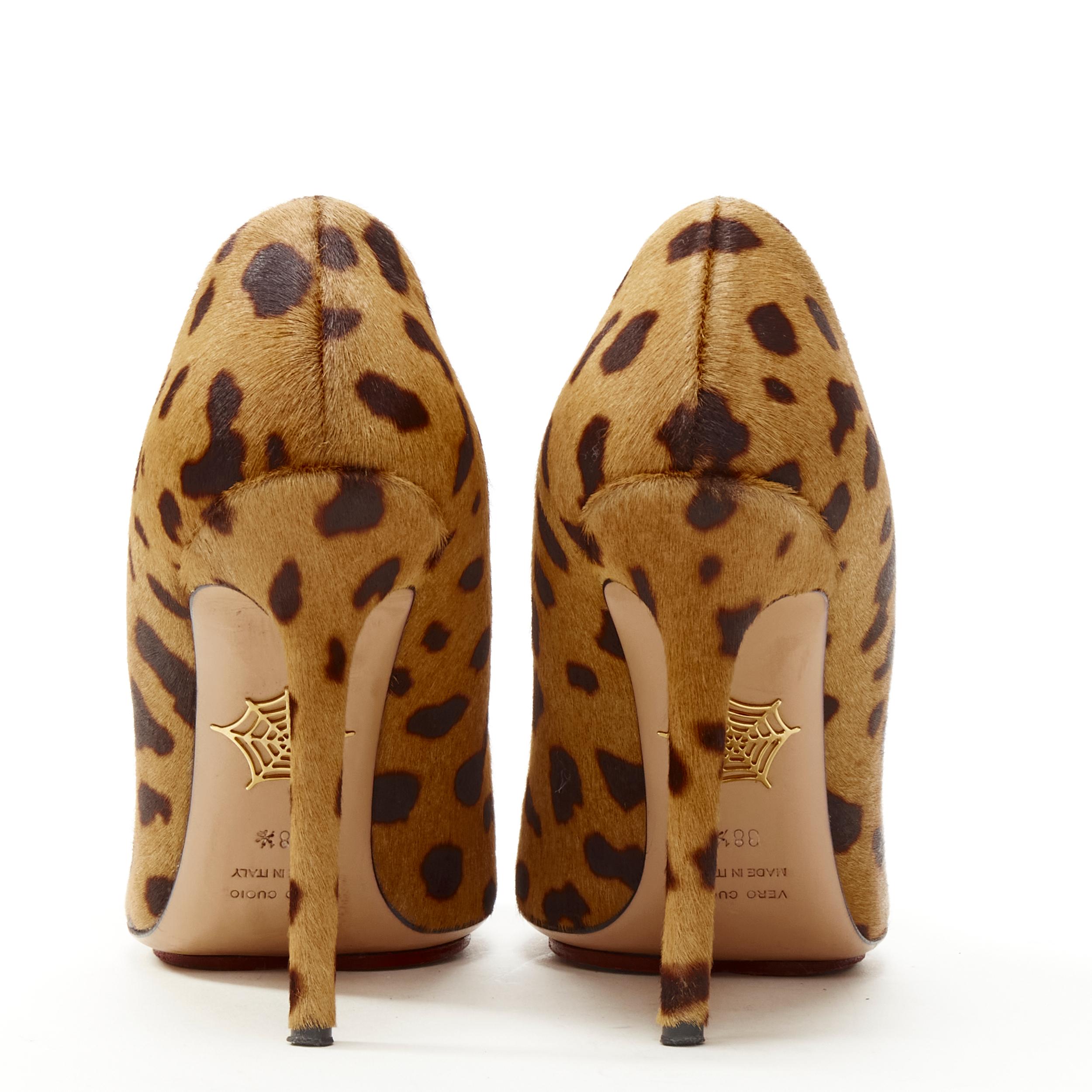 CHARLOTTE OLYMPIA brown leopard spot print calf hair pump EU38.5 1