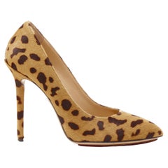 CHARLOTTE OLYMPIA brown leopard spot print calf hair pump EU38.5