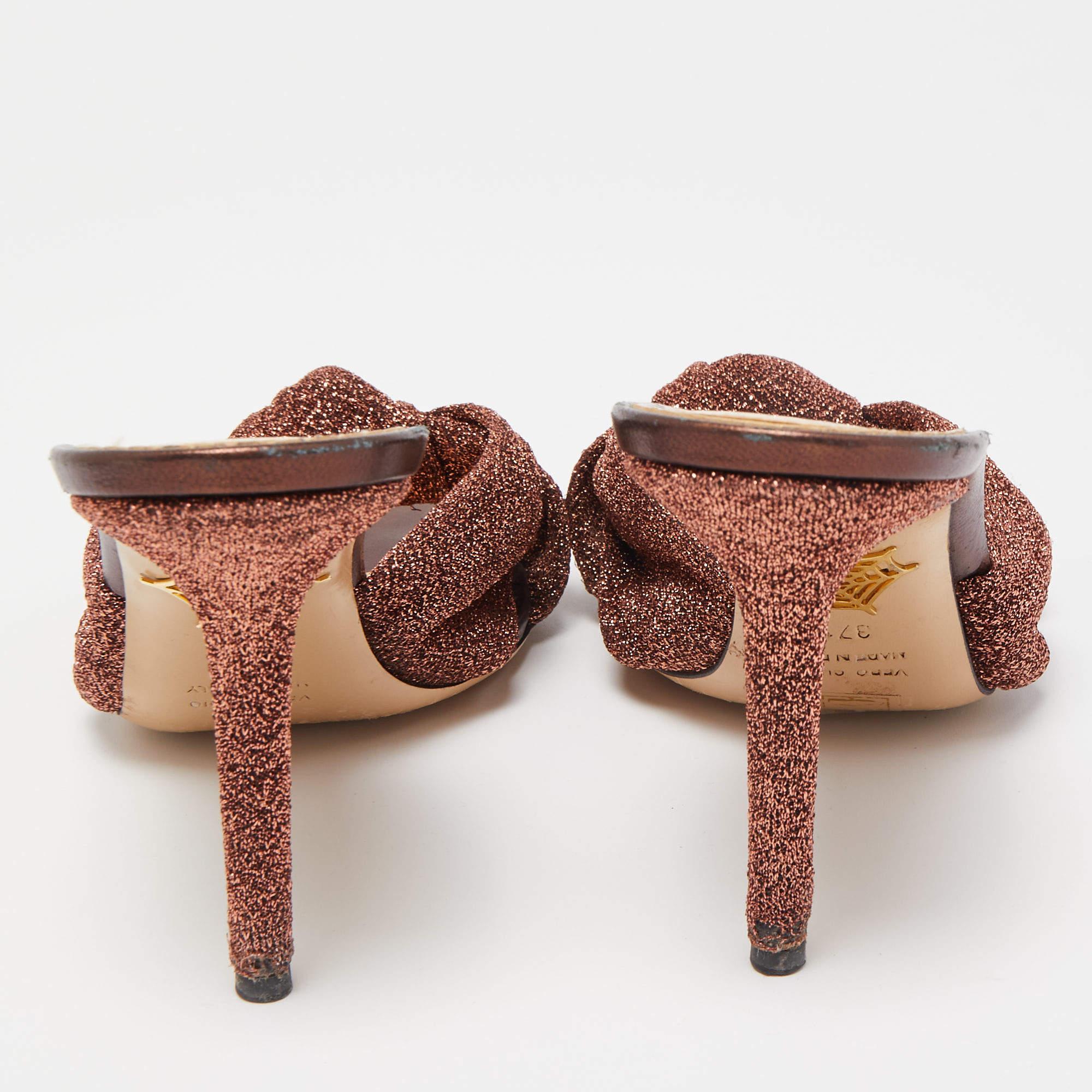 Donna Charlotte Olympia Sandali con nodo in tessuto lurex marrone misura 37,5 in vendita