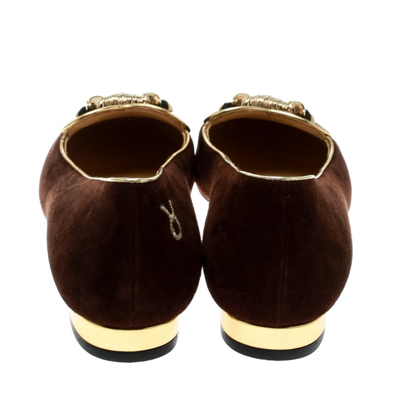 Charlotte Olympia Brown Suede Taurus Smoking Slippers Size 35.5 1