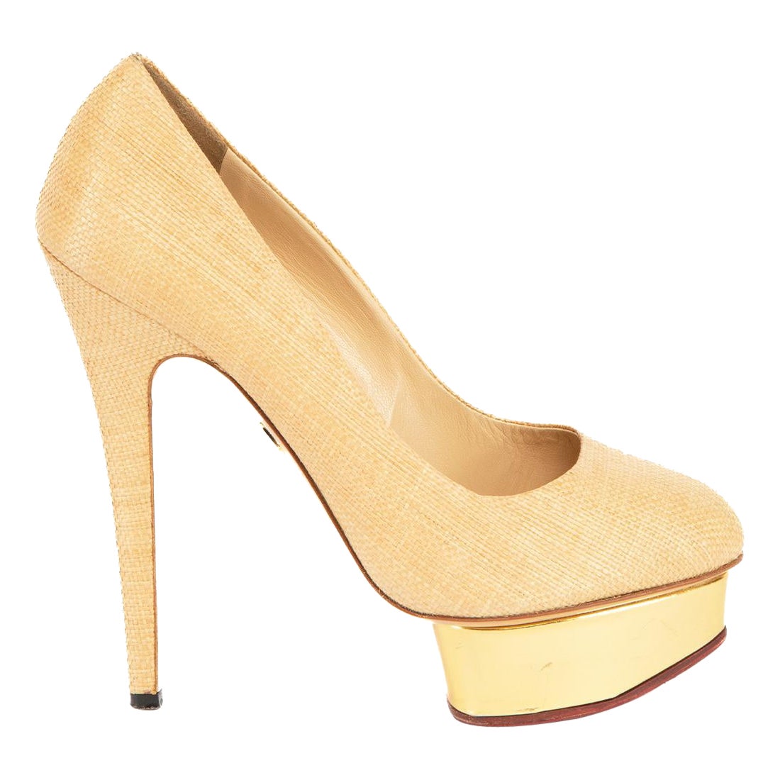 Charlotte Olympia Canvas Round Toe Platform Pumps Size UK 5