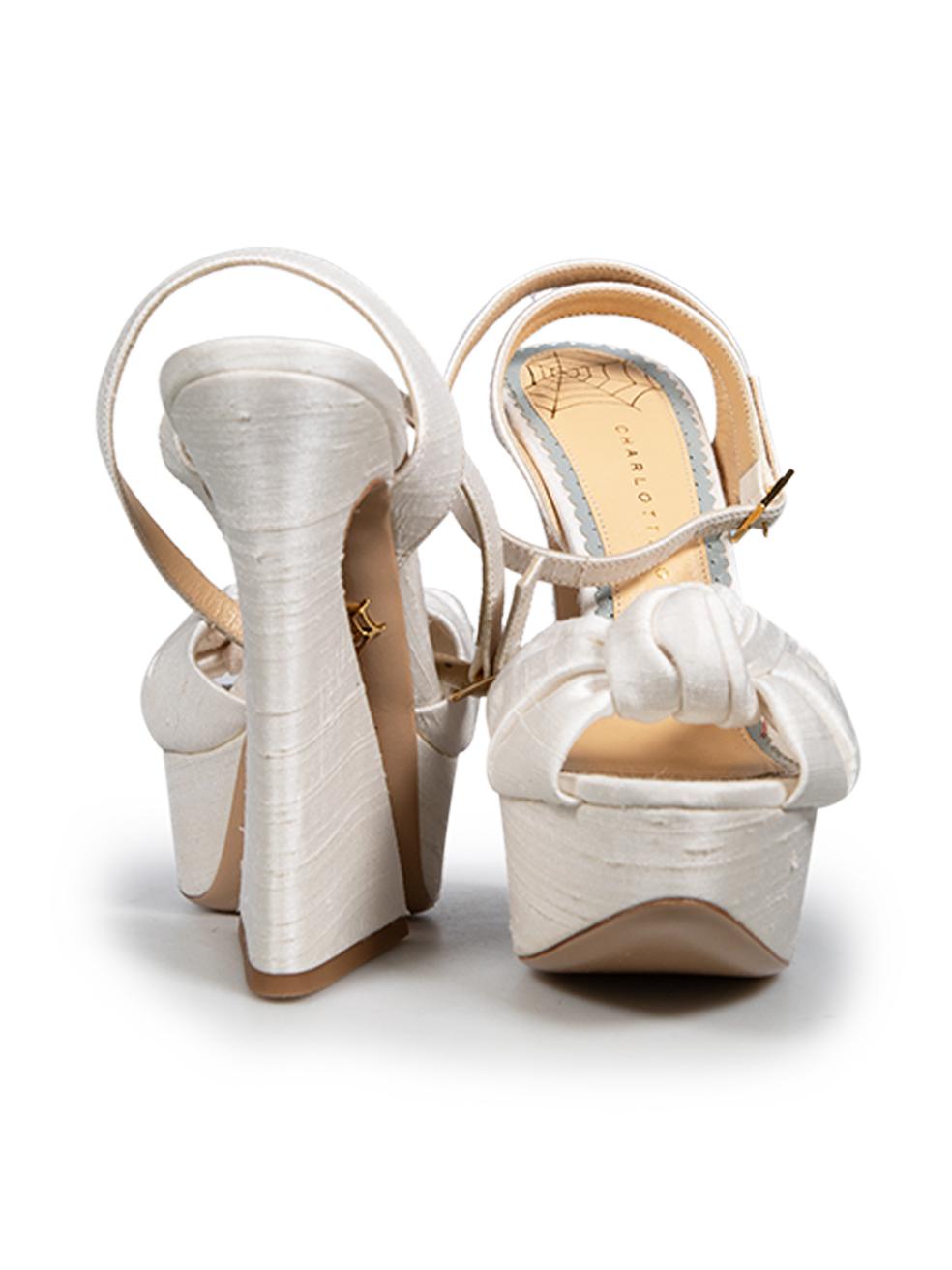Gray Charlotte Olympia Cream Knotted Platform Sandals Size IT 37.5