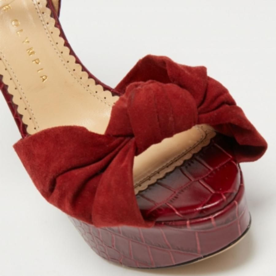 De las mujeres Charlotte Olympia Sandalias con correa en el tobillo de ante y piel con relieve de cocodrilo talla 36 en venta