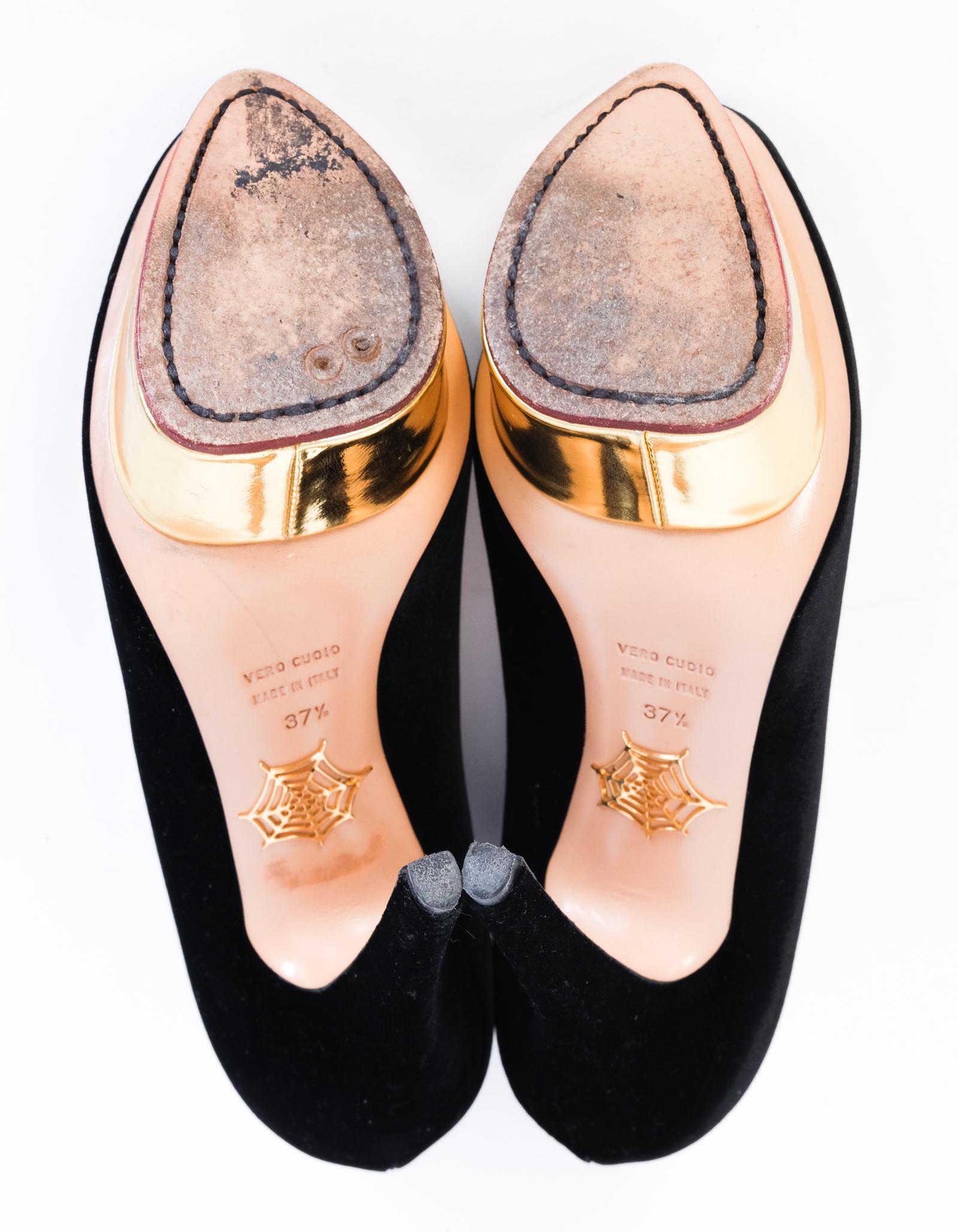 Charlotte Olympia Dolly - Escarpins à plateforme en daim noir (37,5 EU) Excellent état - En vente à Montreal, Quebec