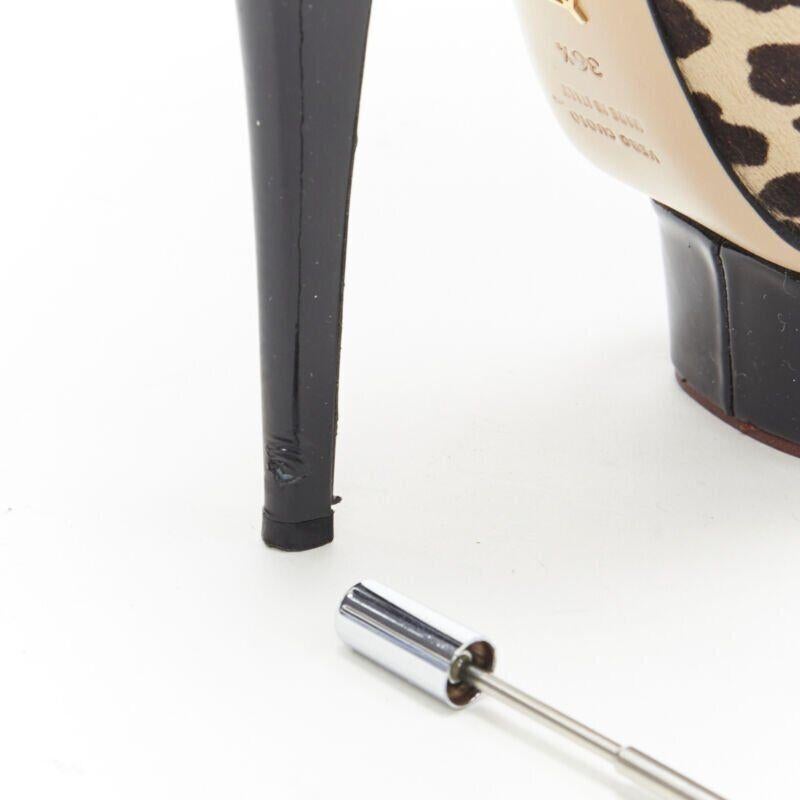 CHARLOTTE OLYMPIA Dolly brown leopard pony hair patent platform pump EU36.5 For Sale 5