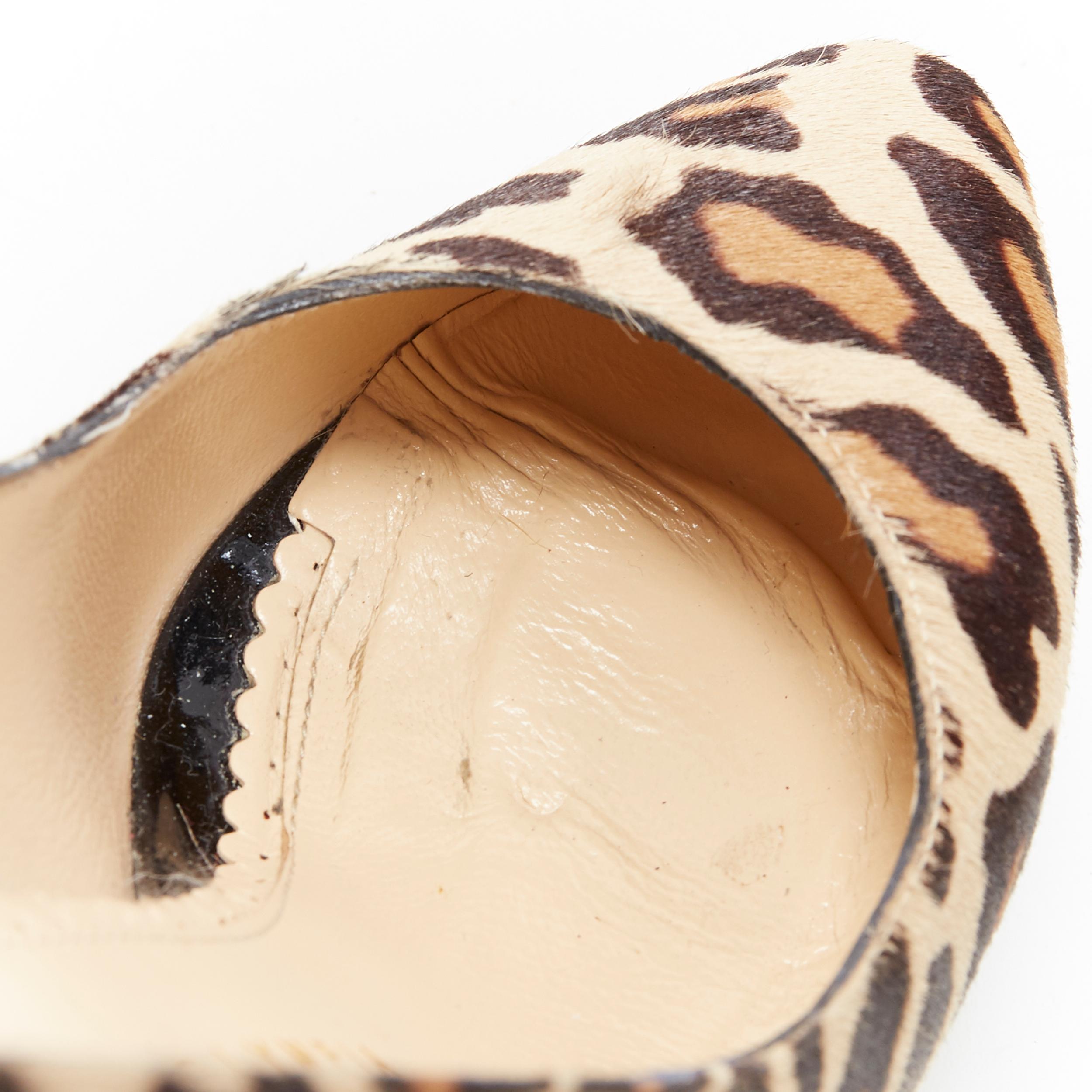 CHARLOTTE OLYMPIA Dolly escarpin à plateforme en cuir de poney léopard brun EU36.5 en vente 6