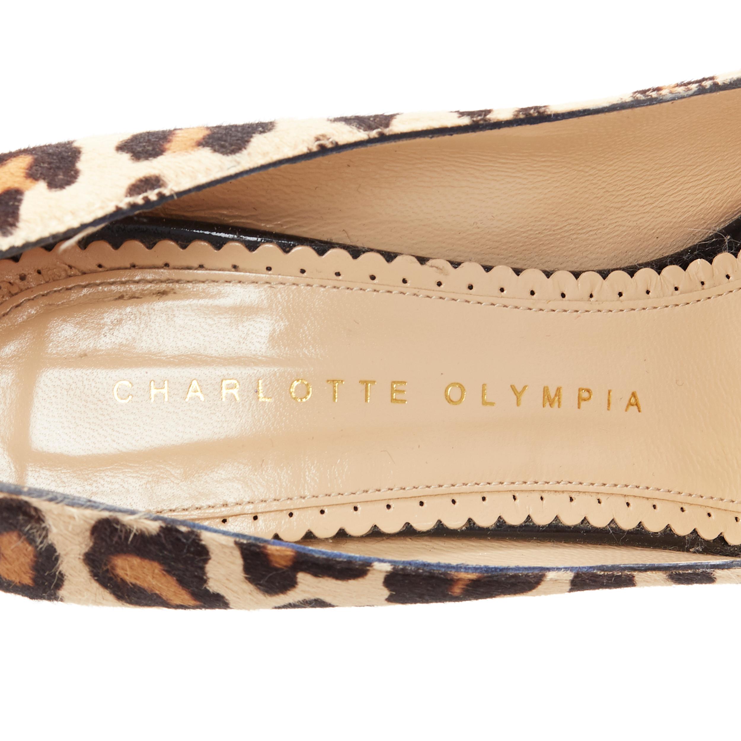 CHARLOTTE OLYMPIA Dolly escarpin à plateforme en cuir de poney léopard brun EU36.5 en vente 7