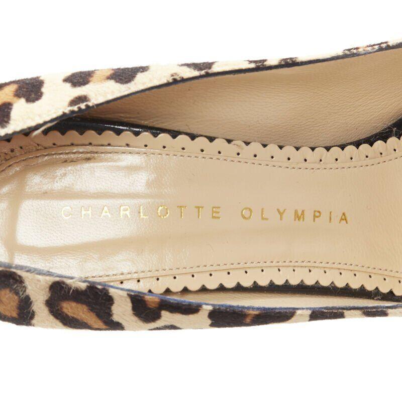 CHARLOTTE OLYMPIA Dolly brown leopard pony hair patent platform pump EU36.5 For Sale 7