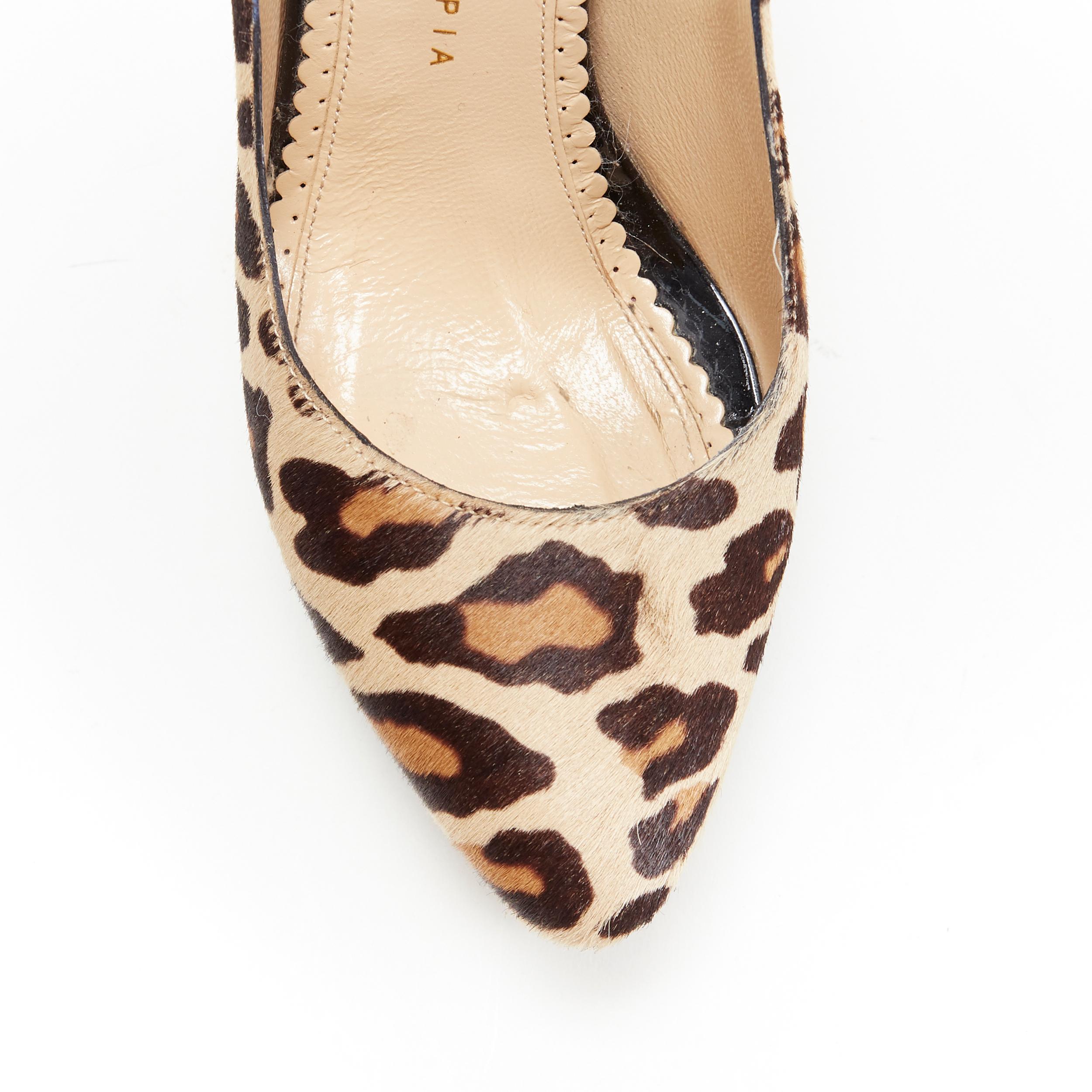 CHARLOTTE OLYMPIA Dolly brown leopard pony hair patent platform pump EU36.5 In Fair Condition For Sale In Hong Kong, NT