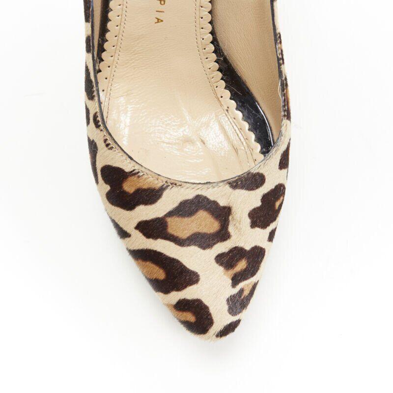 CHARLOTTE OLYMPIA Dolly brown leopard pony hair patent platform pump EU36.5 For Sale 2