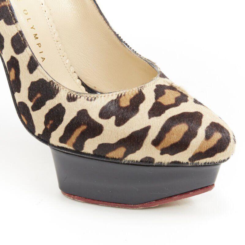 CHARLOTTE OLYMPIA Dolly brown leopard pony hair patent platform pump EU36.5 For Sale 3