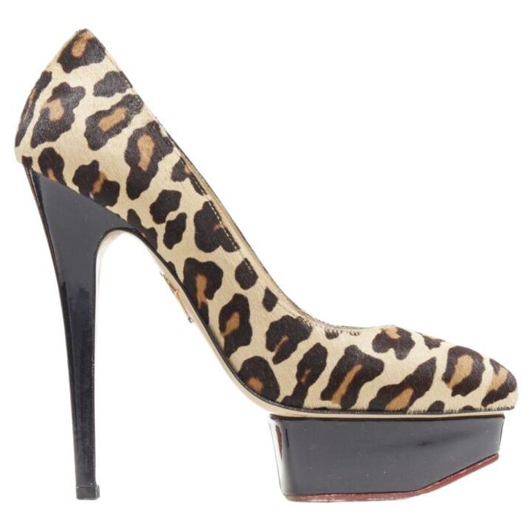 CHARLOTTE OLYMPIA Dolly brown leopard pony hair patent platform pump ...