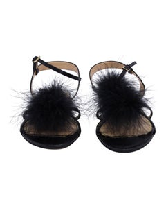 Charlotte Olympia Fifi Sandalen mit Federbesatz aus schwarzem Leder