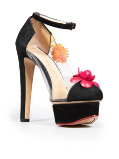 Charlotte Olympia Floral Suede & PVC Heels Size IT 37