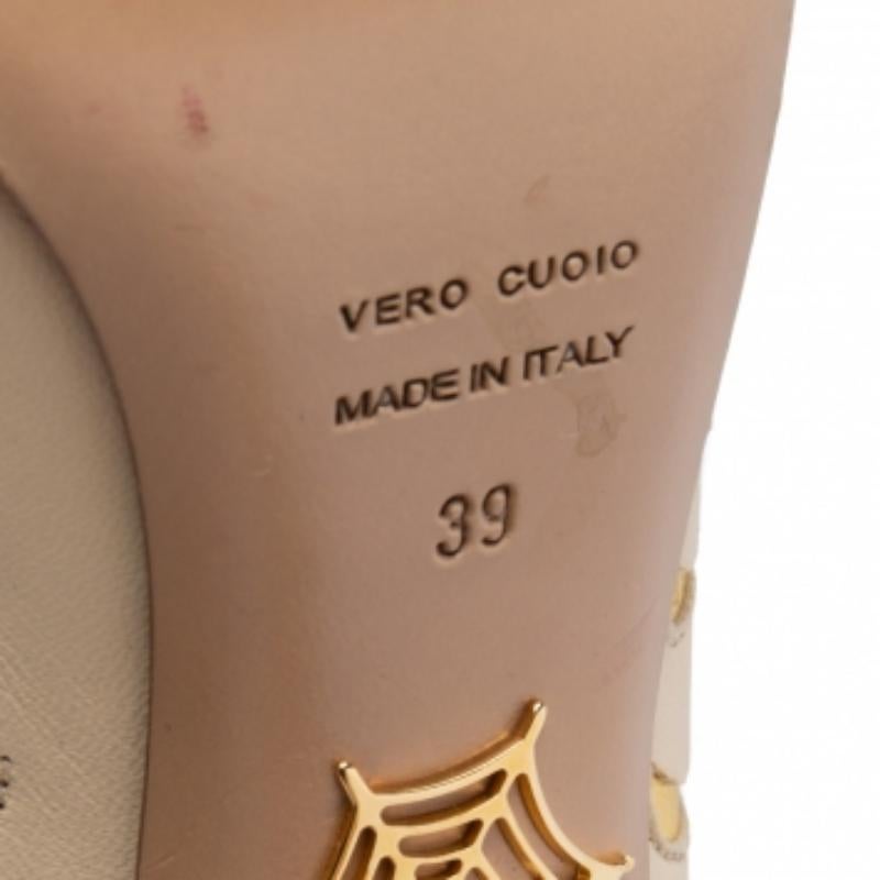 Charlotte Olympia Gold Leather Catch of the Day Platform Slingback Pumps Size 39 2