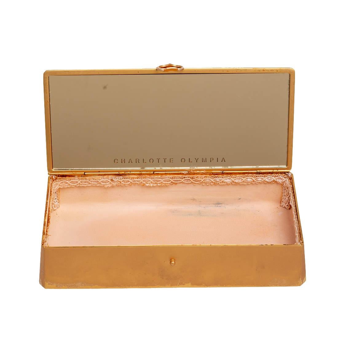 Charlotte Olympia Gold Metal Clutch For Sale 3