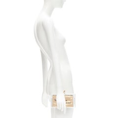 CHARLOTTE OLYMPIA gold shoe embroidery pouch perspex acrylic box clutch bag