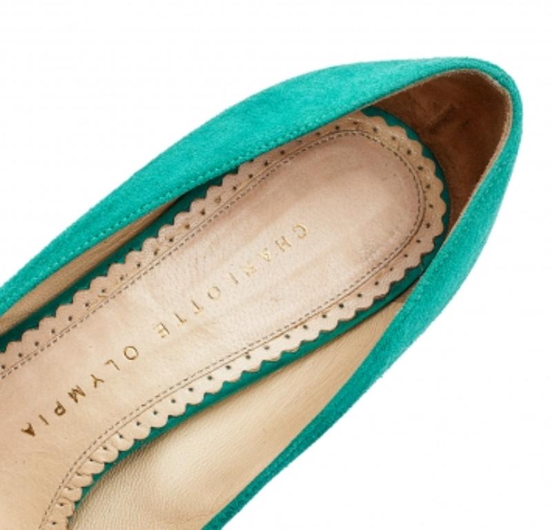 Charlotte Olympia Bombas de plataforma Dolly de ante verde Talla 35 Verde en venta