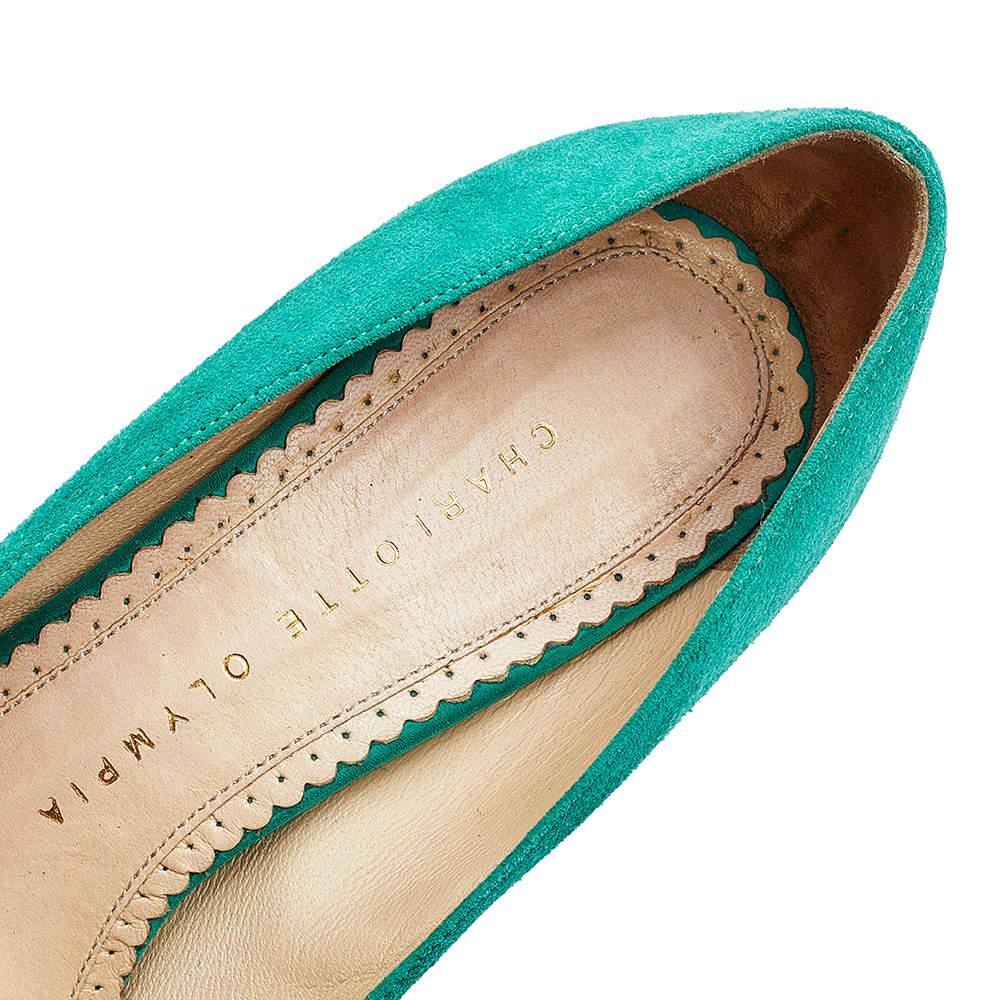 Charlotte Olympia Green Suede Dolly Platform Pumps Size 35 3
