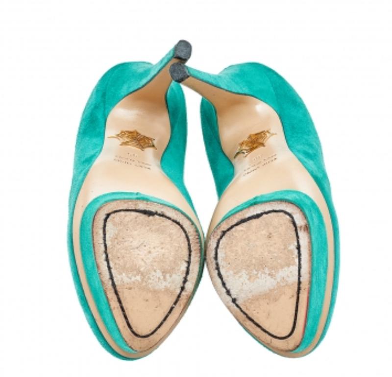 Charlotte Olympia Bombas de plataforma Dolly de ante verde Talla 35 en venta 2