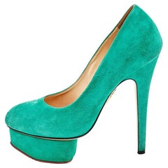 Charlotte Olympia Green Suede Dolly Platform Pumps Size 35