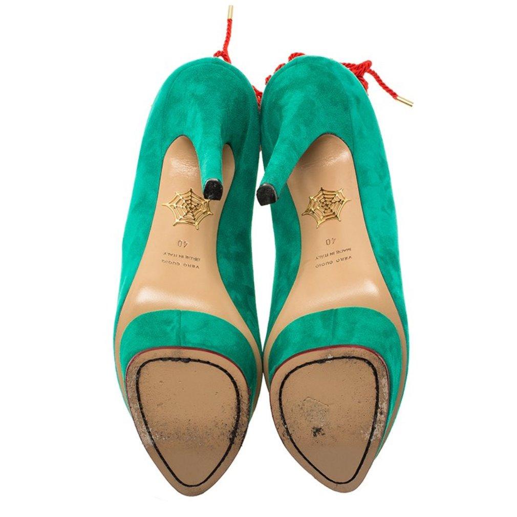 Charlotte Olympia Green Suede Dolly Platform Pumps Size 40 3