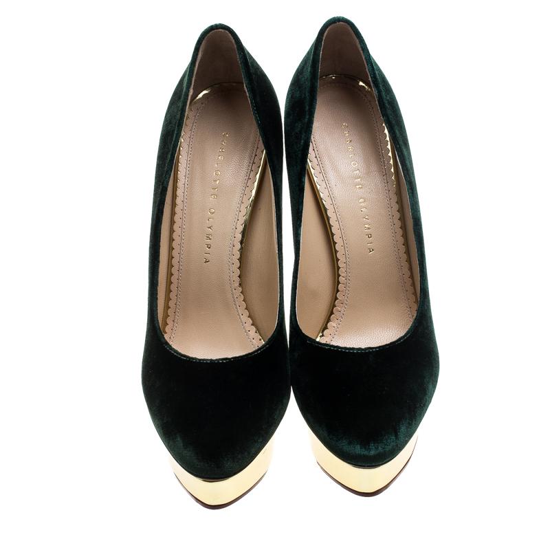 green velvet pumps