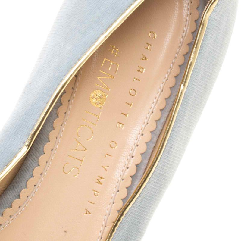 Charlotte Olympia Grey Velvet Emoticats Cheeky Kitty Flats Size 38 1