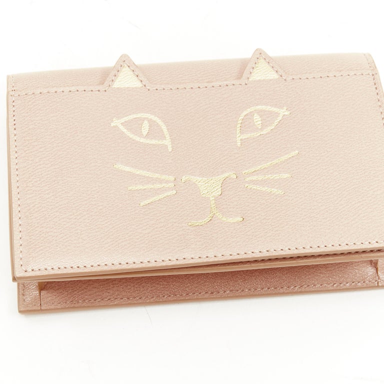 CHARLOTTE OLYMPIA Kitty blush nude gold cat face print leather