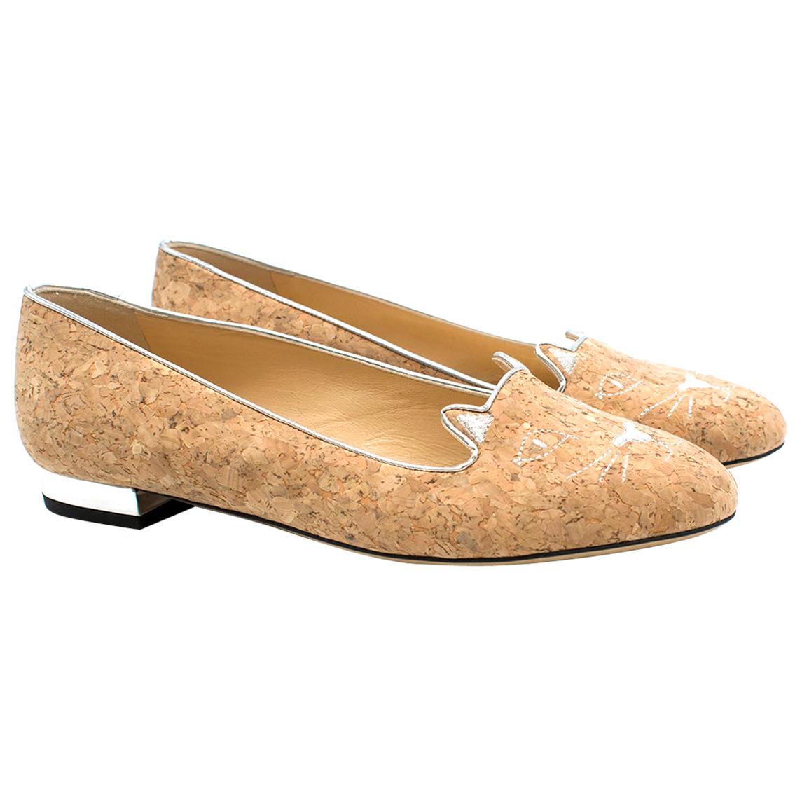 Charlotte Olympia Kitty Cork Loafers SIZE 37