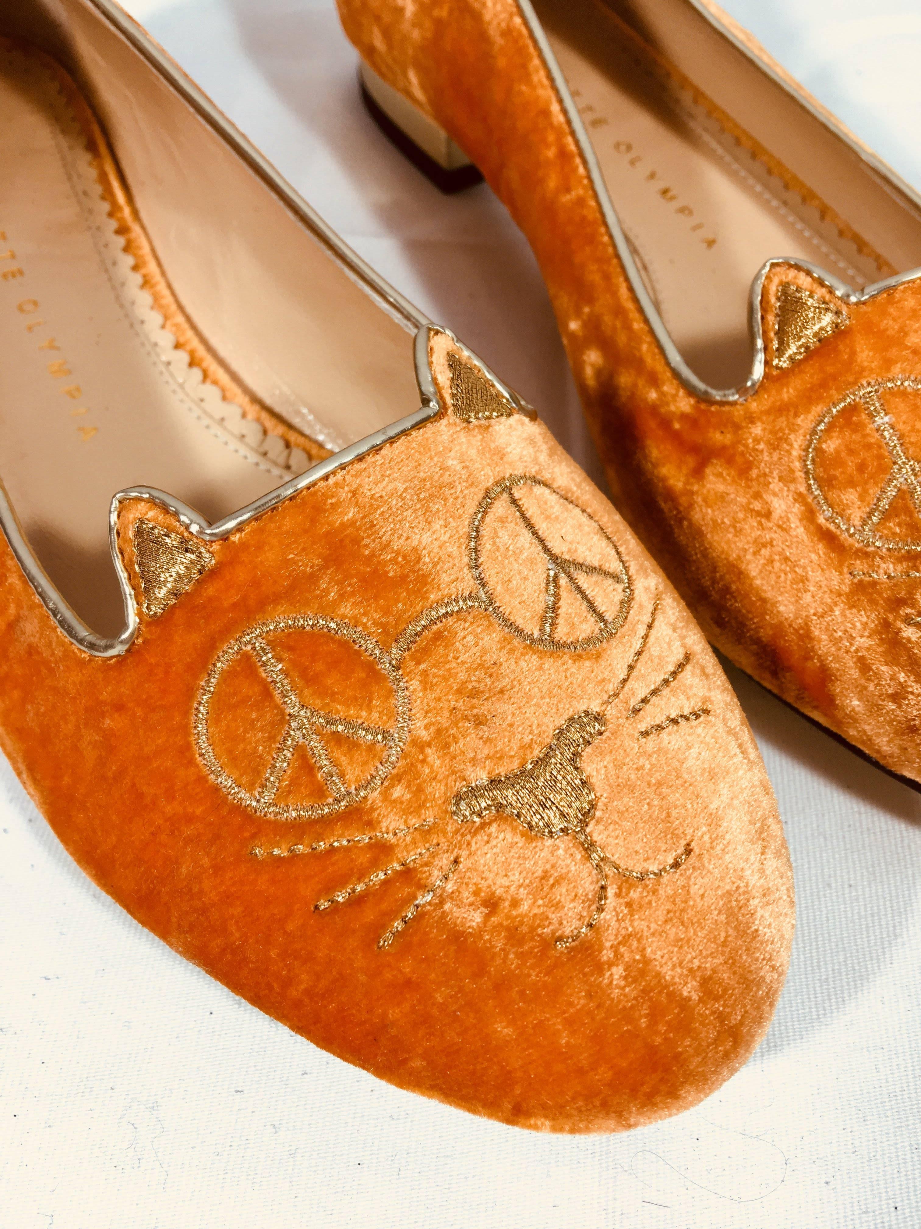 Orange Charlotte Olympia Kitty Loafers