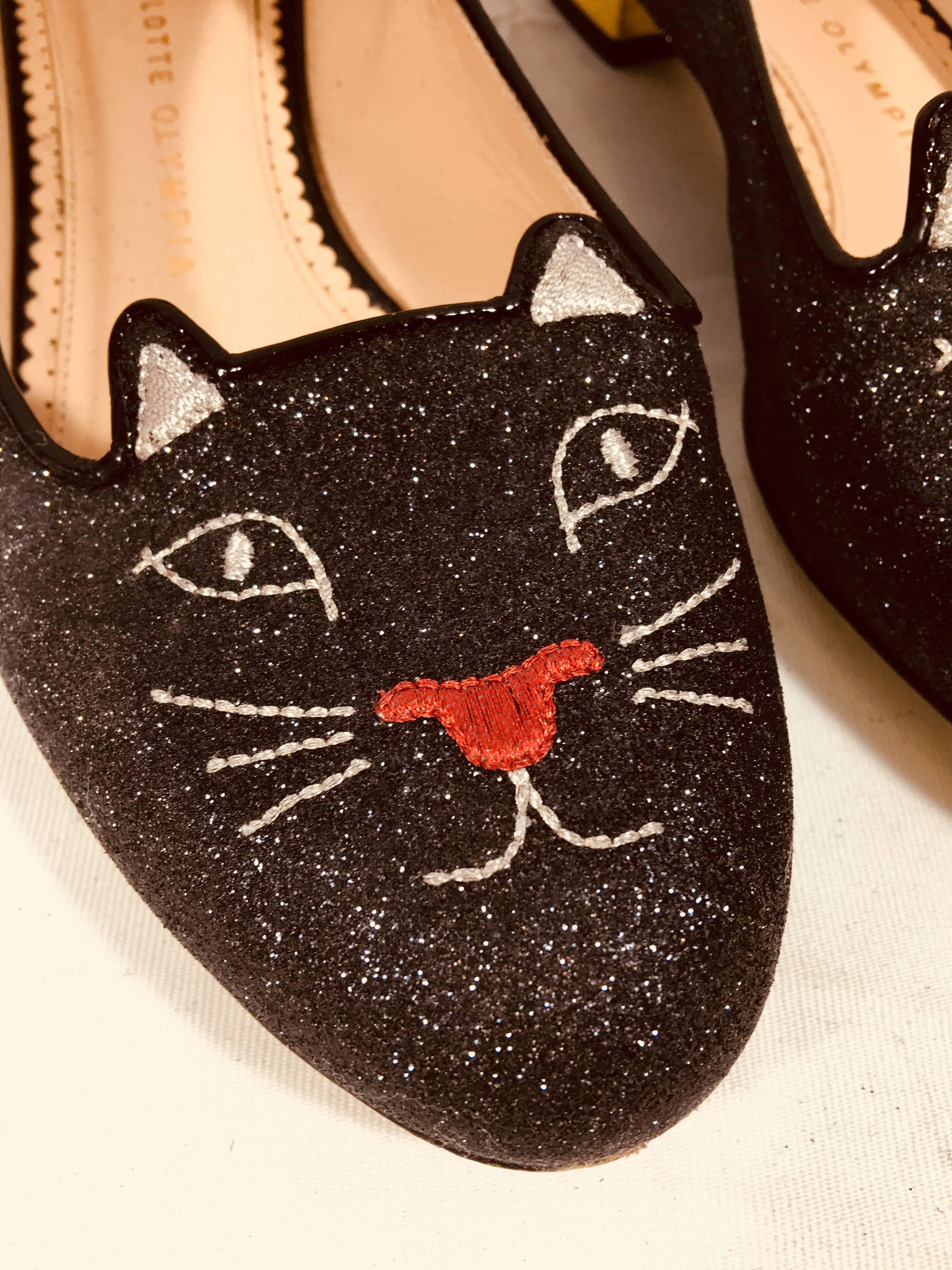 Charlotte Olympia Kitty Loafers In Excellent Condition In Bridgehampton, NY