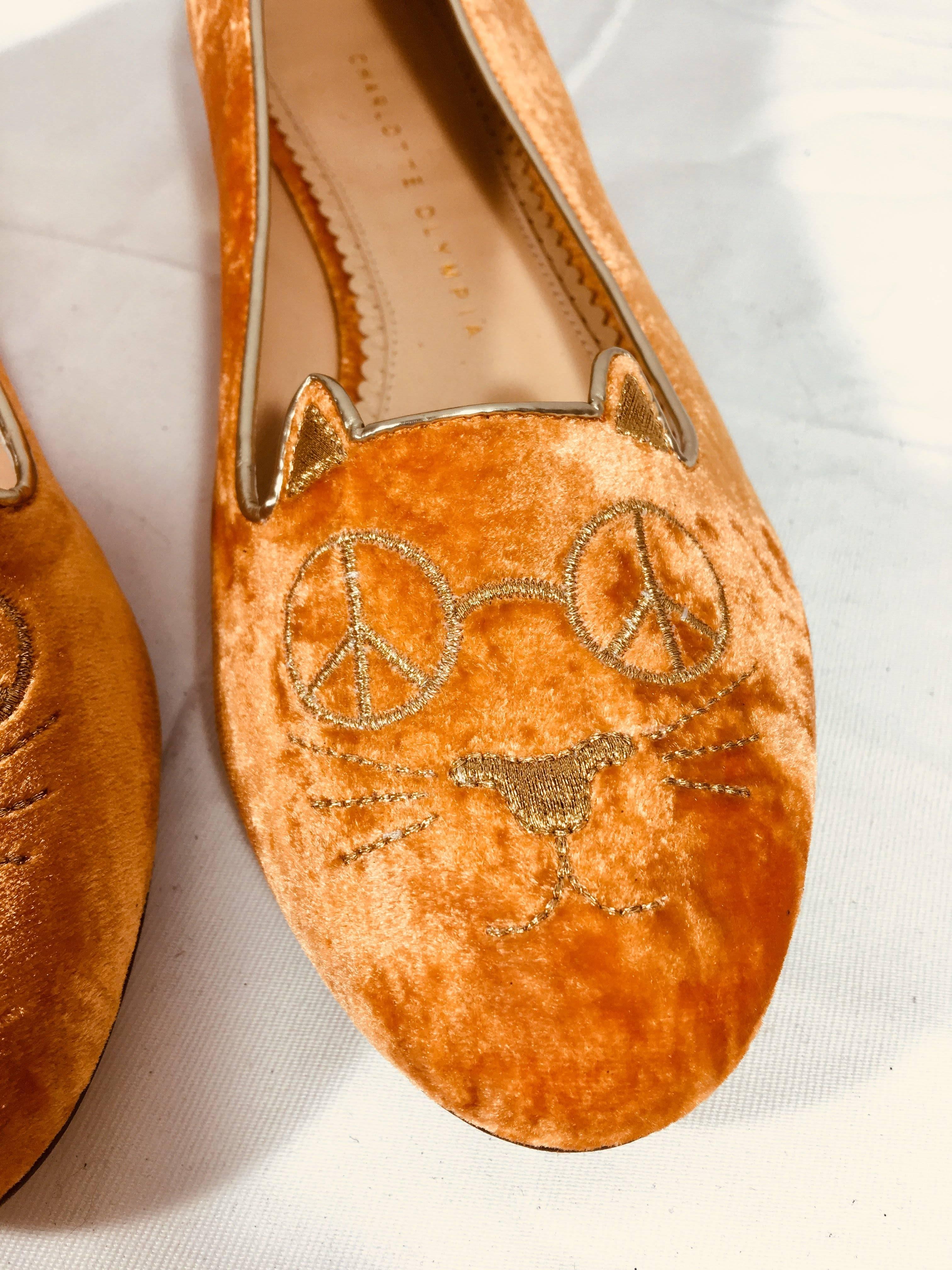 Charlotte Olympia Kitty Loafers In Excellent Condition In Bridgehampton, NY
