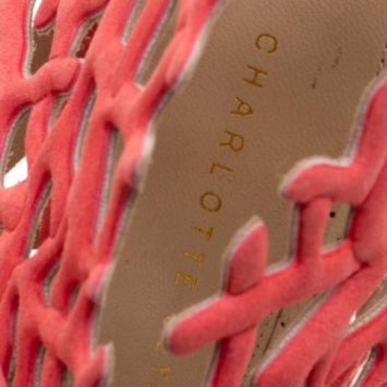 Charlotte Olympia Laser Cut Suede Goodness Gracious Reef Platform Sandals Size39 en vente 1