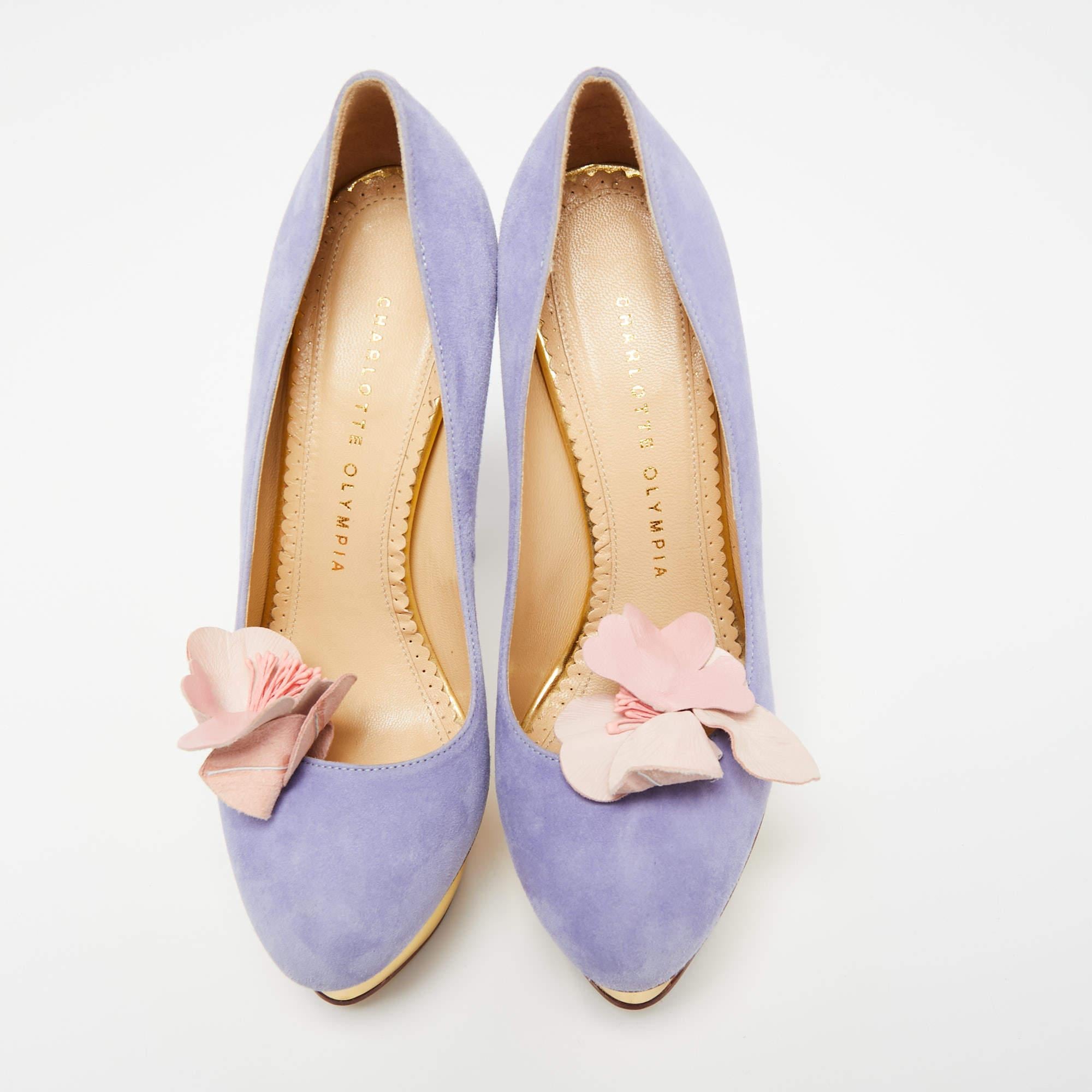 Gray Charlotte Olympia Lavender Suede Dolly Platform Pumps Size 37