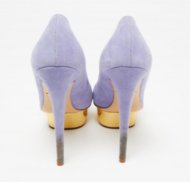 Women's Charlotte Olympia Lavender Suede Dolly Platform Pumps Size 37