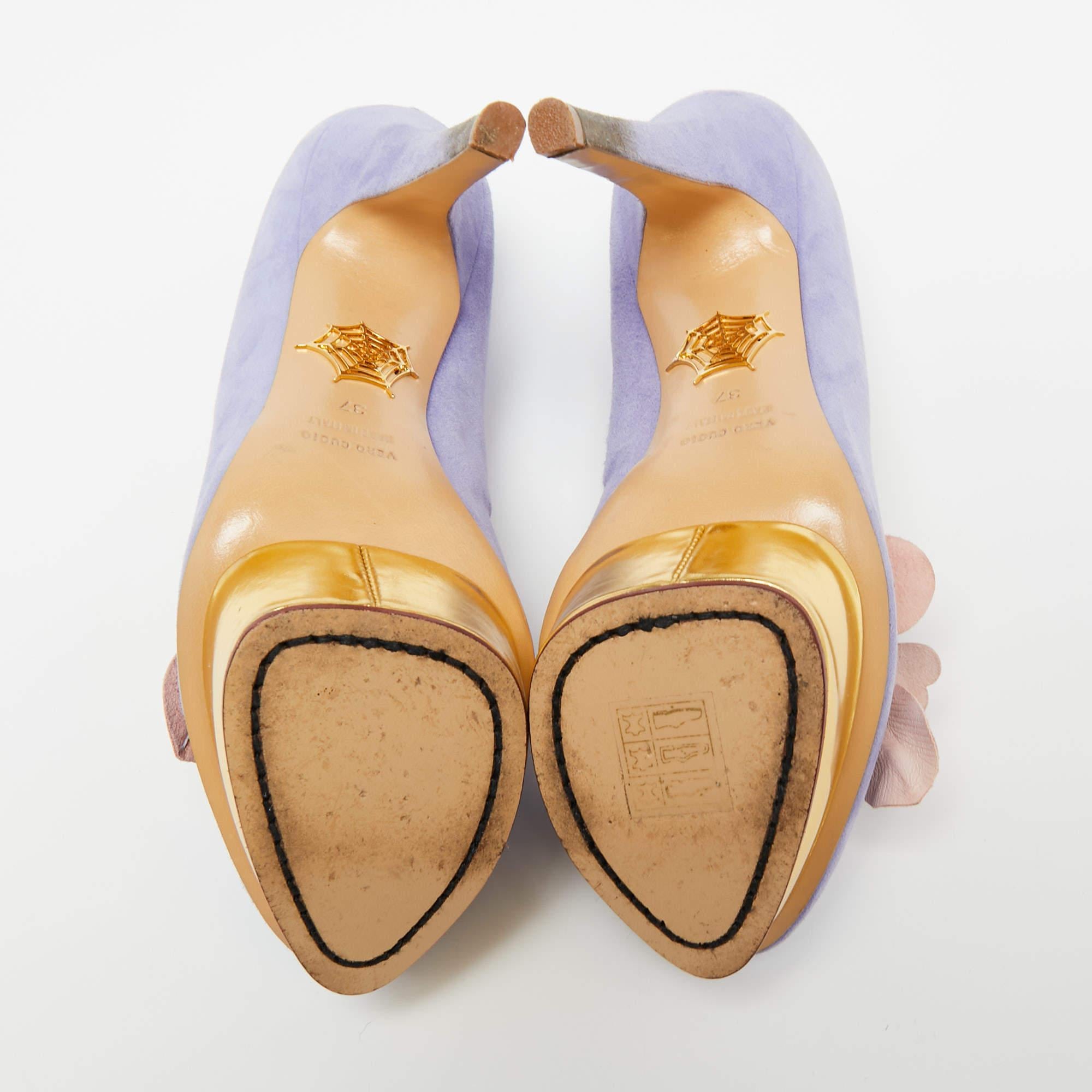 Charlotte Olympia Lavender Suede Dolly Platform Pumps Size 37 1