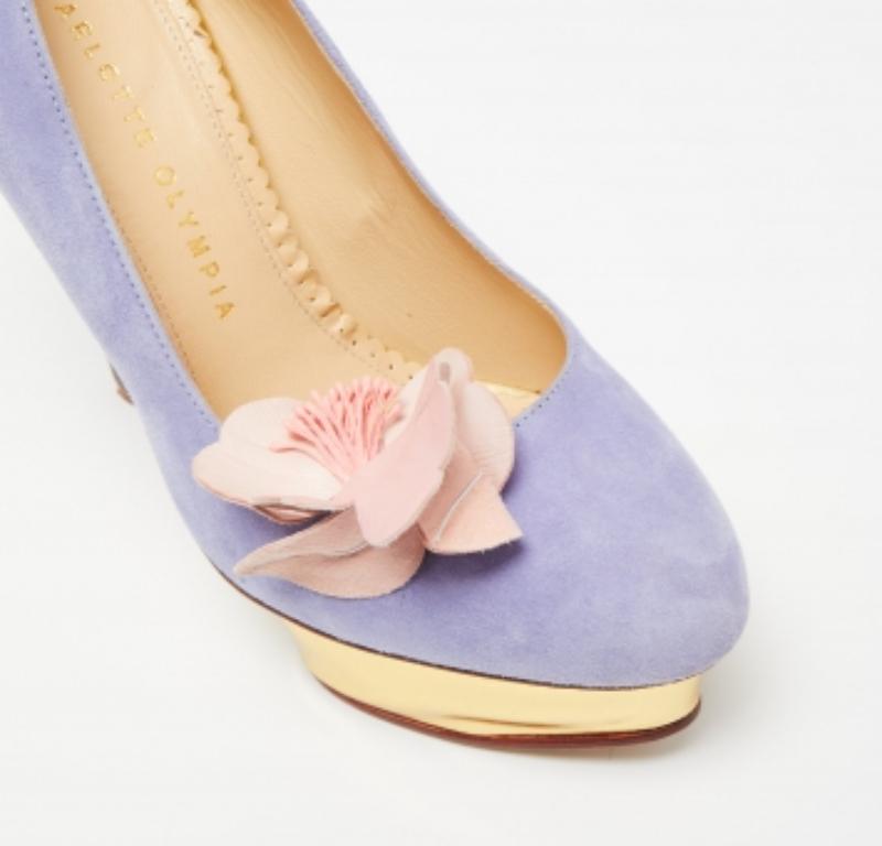 Charlotte Olympia Lavender Suede Dolly Platform Pumps Size 37 1