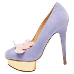 Charlotte Olympia Lavender Suede Dolly Platform Pumps Size 37
