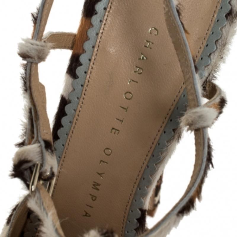 Charlotte Olympia - Sandales à plateforme avec nœud en satin de poils de veau léopard - Taille 39 Pour femmes en vente