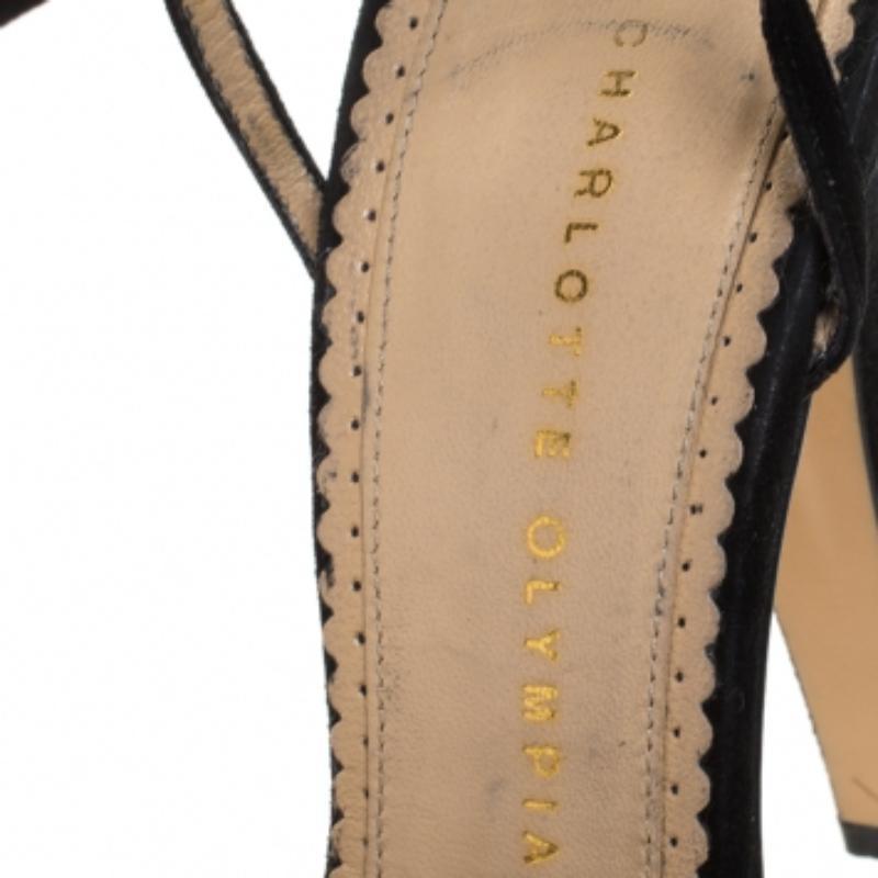 De las mujeres Charlotte Olympia Sandalias con correa en el tobillo y plataforma de pelo de becerro con estampado de leopardo talla 41 en venta