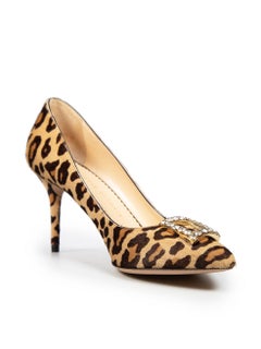 Charlotte Olympia Leopard Print Pony Hair Pumps Size IT 38