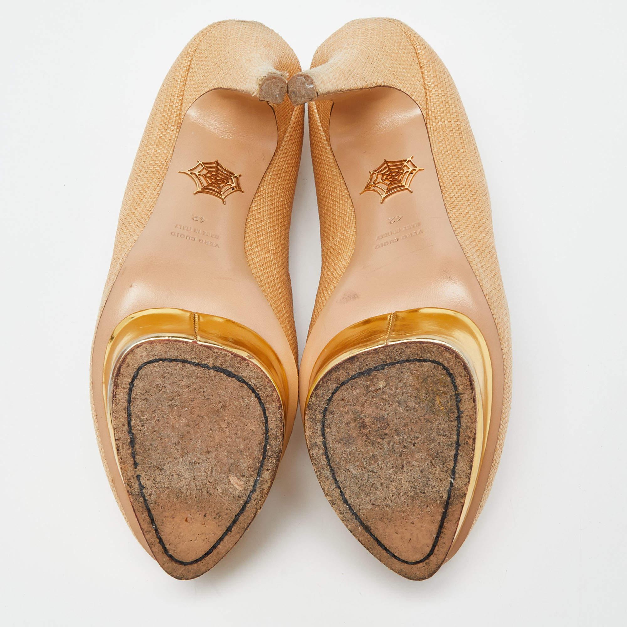 Charlotte Olympia Light Brown Raffia Dolly Pumps Size 42 For Sale 1